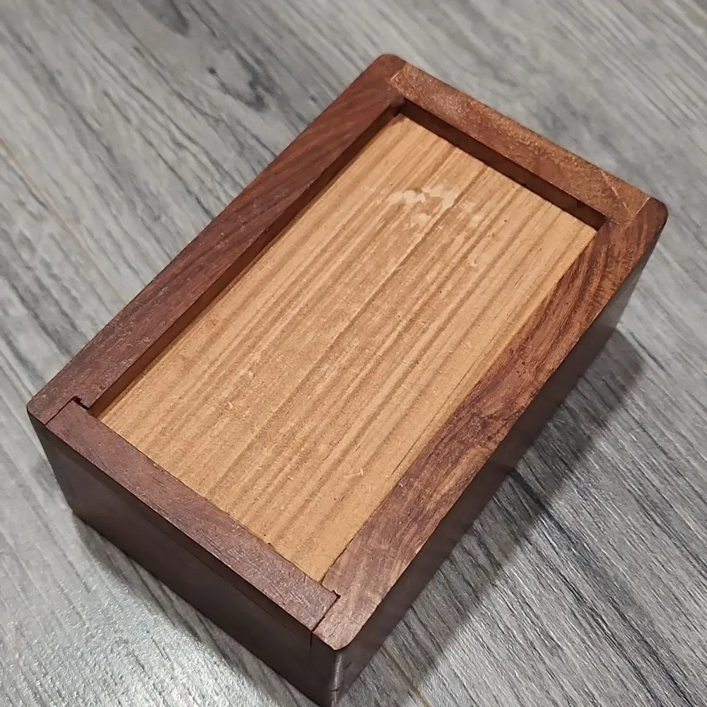 Flower Carved Wooden Hidden Storage Box